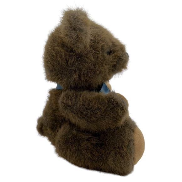 Dakin Vintage Brown Teddy Bear 1988 Plush Stuffed Animal Jointed Blue Bow Clean - Picture 3 of 13